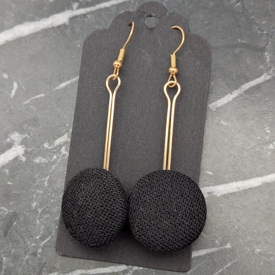Vintage Button Drop Earrings - Image 3