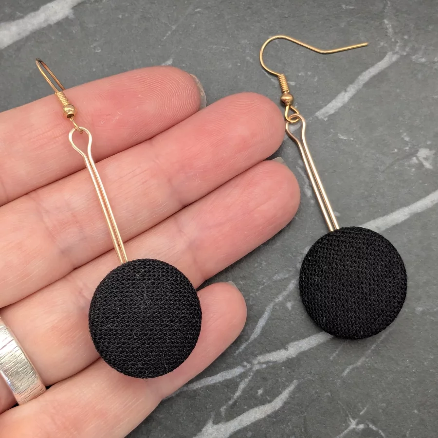 Vintage Button Drop Earrings - Image 4