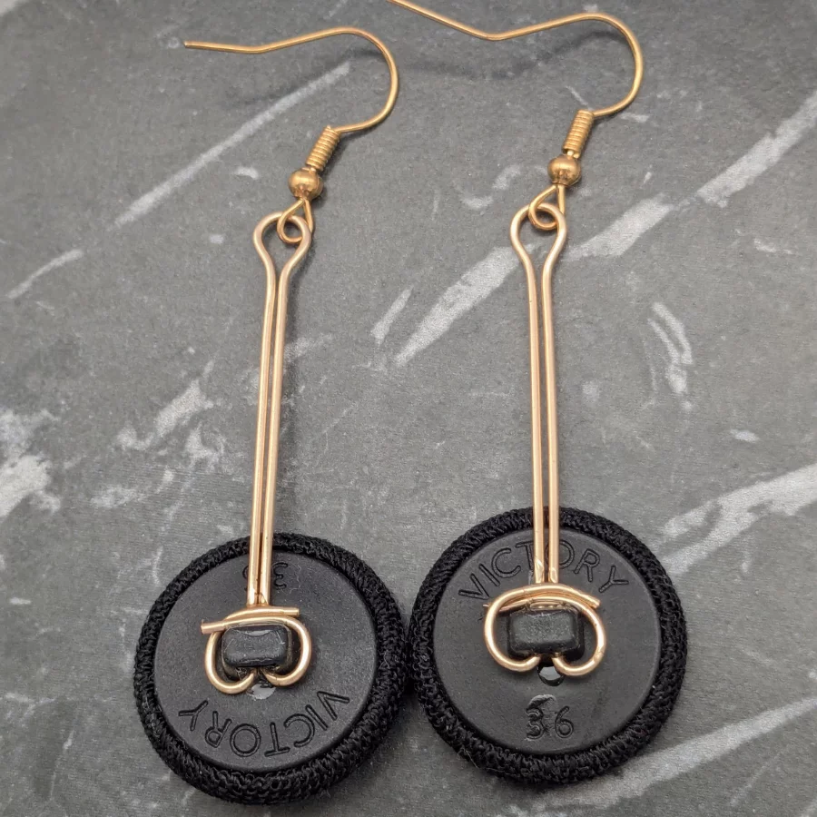 Vintage Button Drop Earrings - Image 5