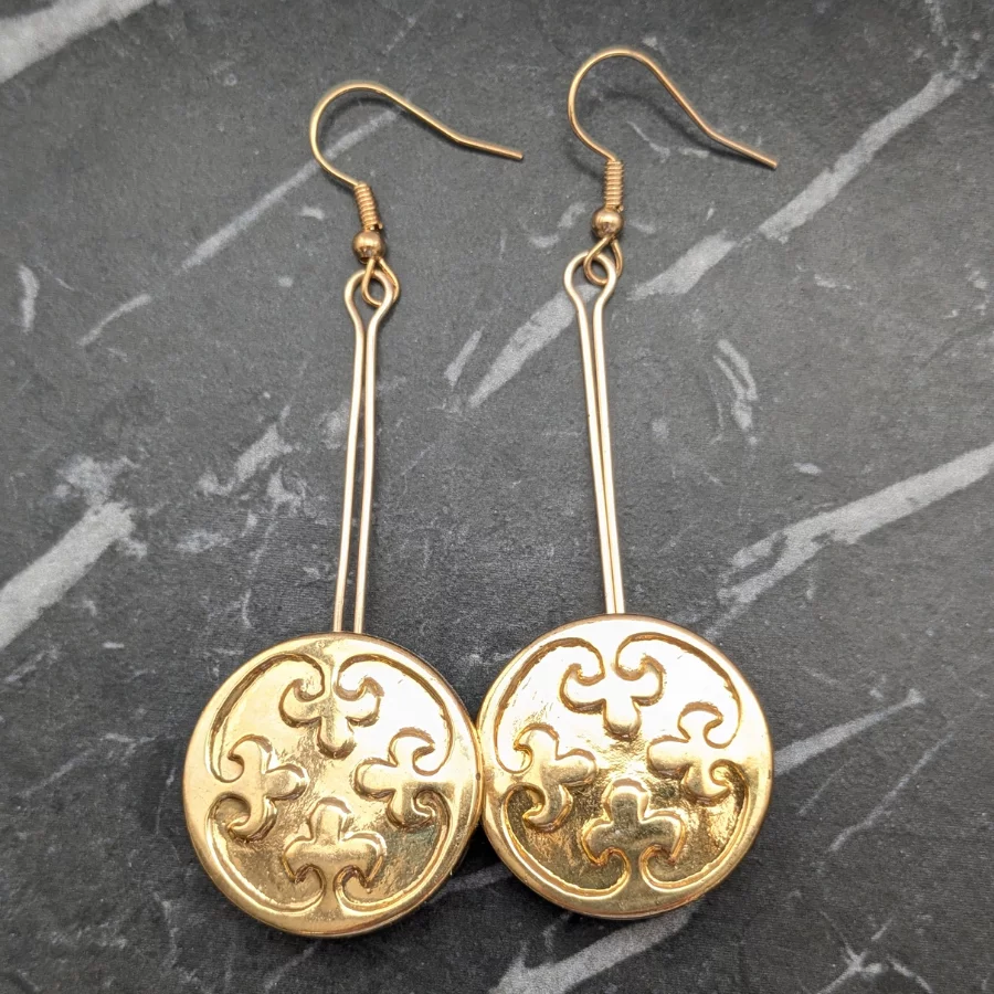 Vintage Button Drop Earrings - Image 6