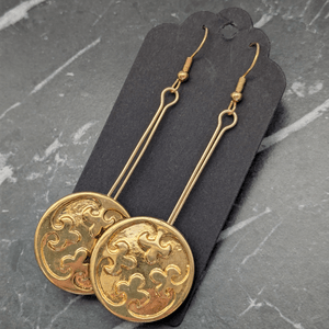 Vintage Button Drop Earrings