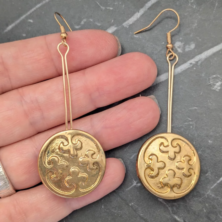 Vintage Button Drop Earrings - Image 2
