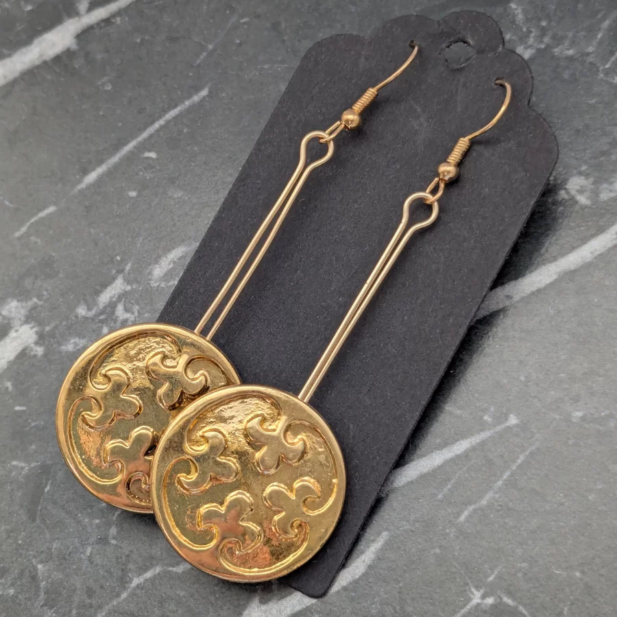 Vintage Button Drop Earrings - Image 5