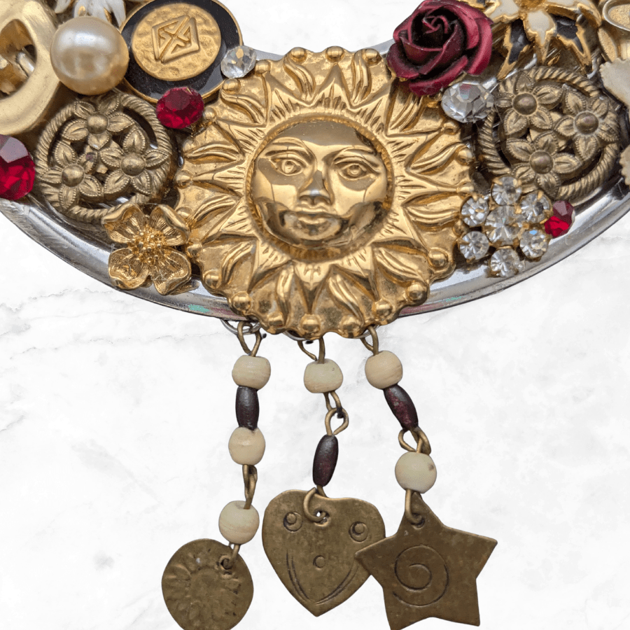 Upcycled Single Earring and Rhinestone Necklace - Image 2