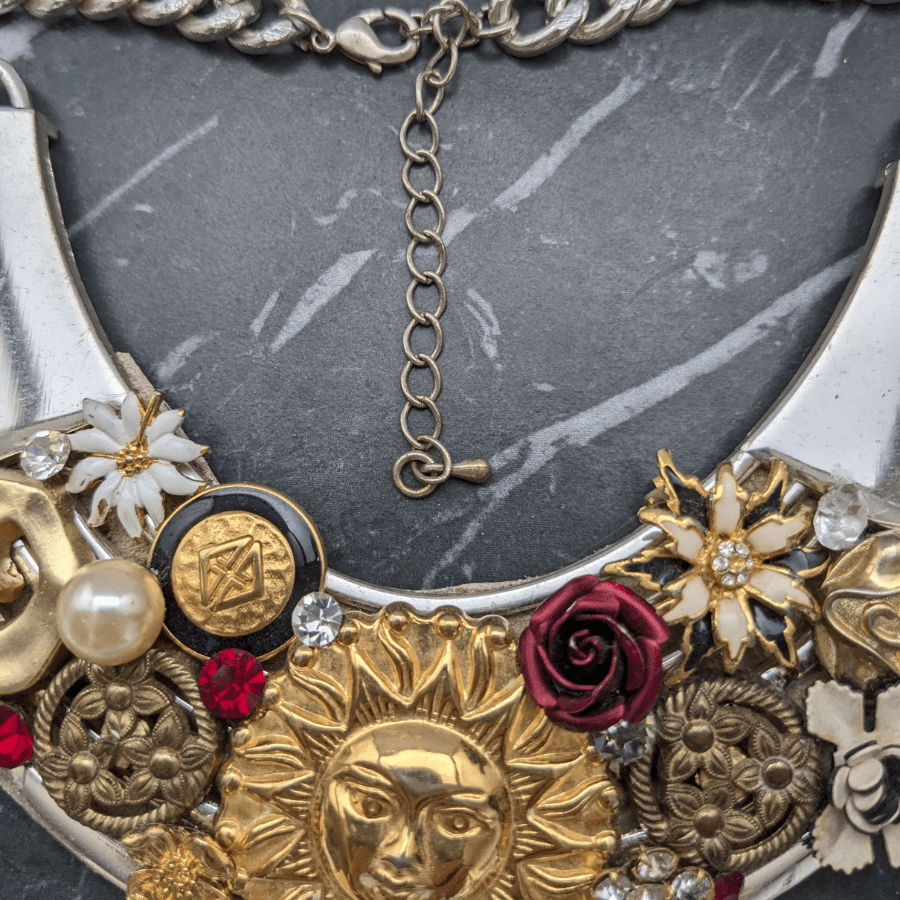 Upcycled Single Earring and Rhinestone Necklace - Image 6