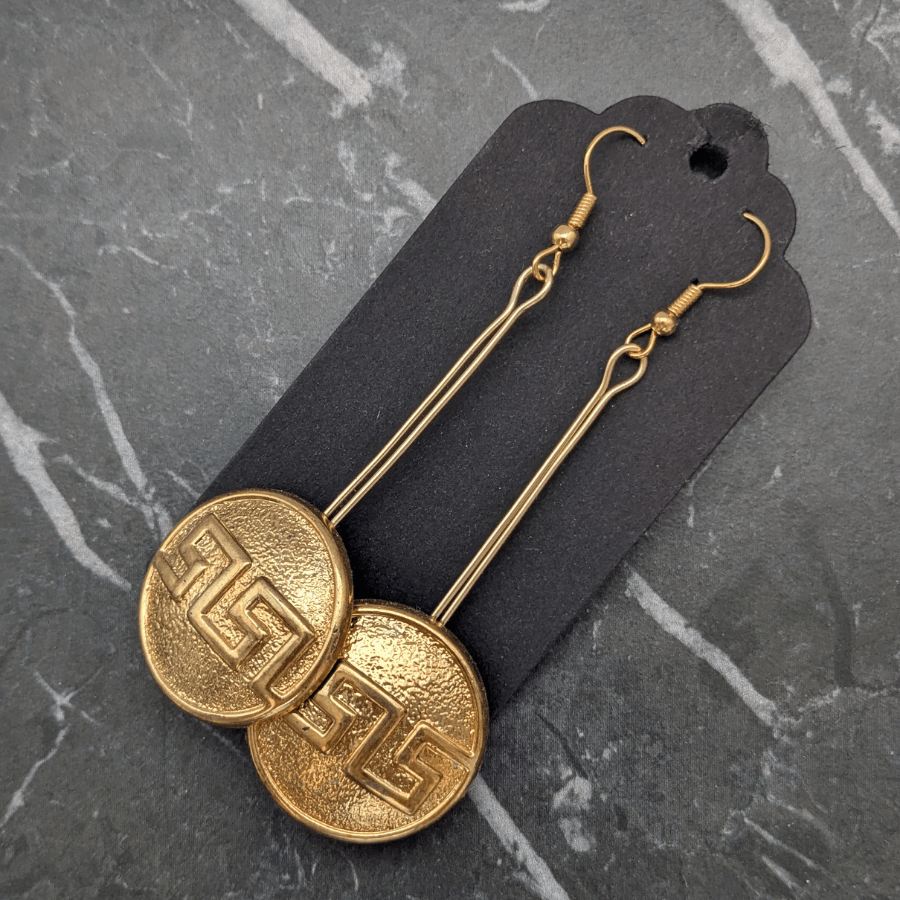 Vintage Button Drop Earrings - Image 2