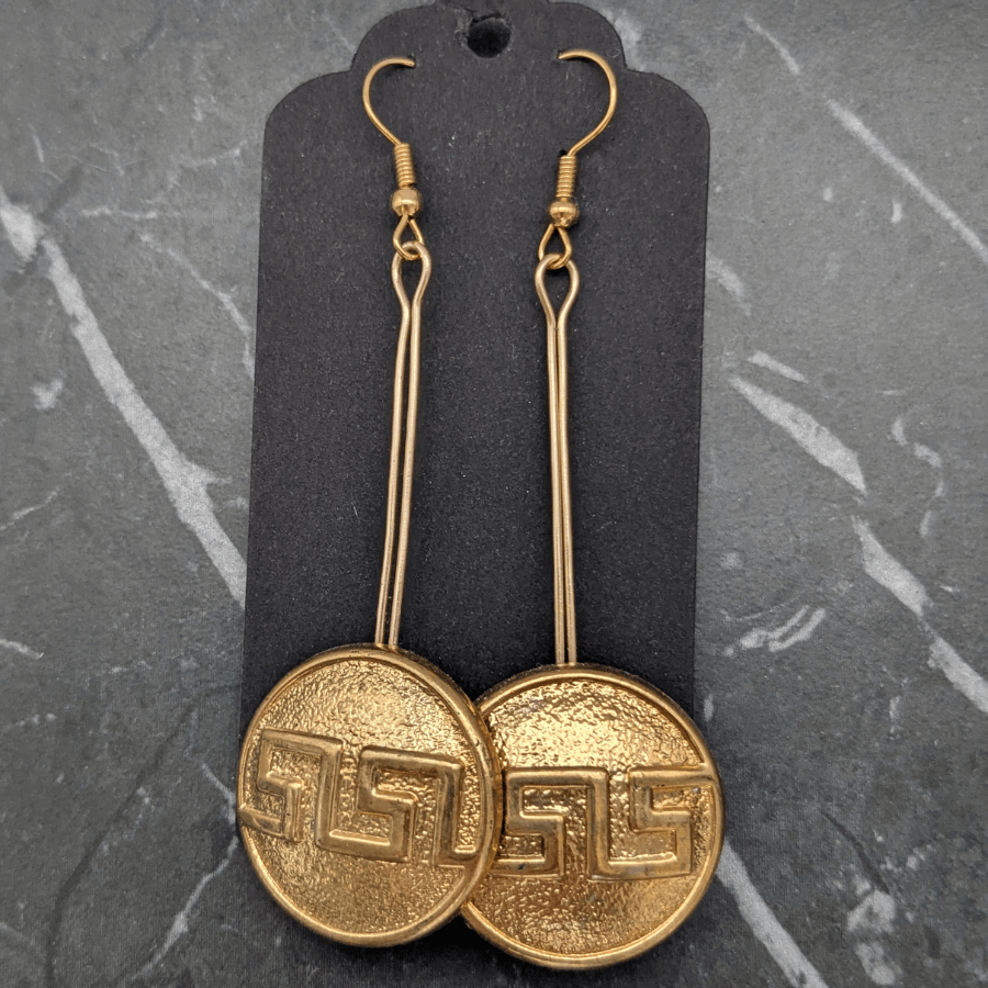 Vintage Button Drop Earrings - Image 3