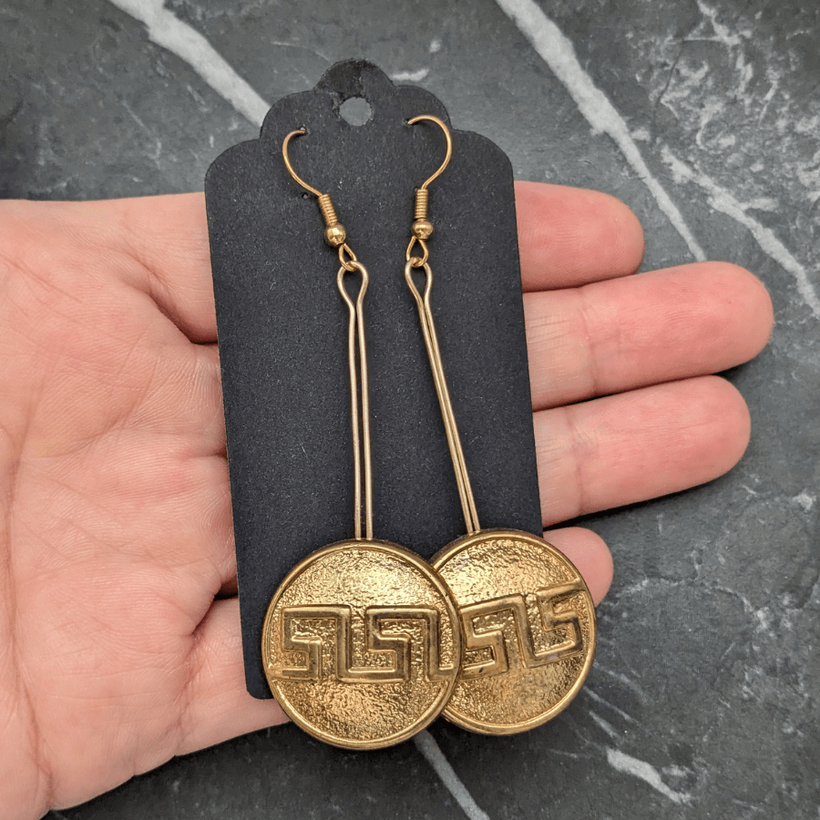 Vintage Button Drop Earrings - Image 4