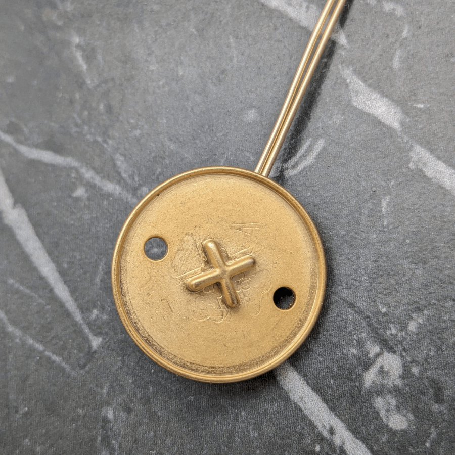 Vintage Cross Button Drop Earrings - Image 6