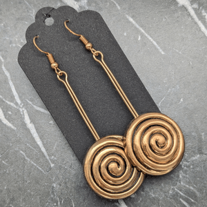 Vintage Spiral Button Drop Earrings