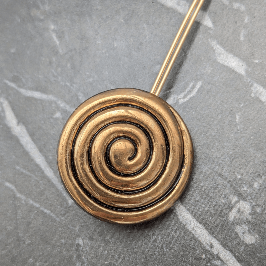 Vintage Spiral Button Drop Earrings - Image 6